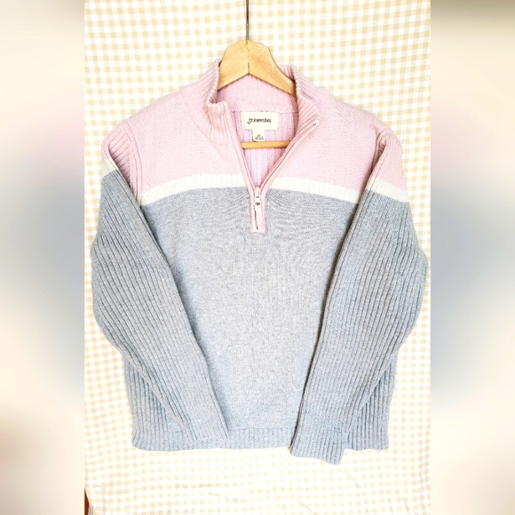 St. Johns Bay Womens Sweater 1/4 Zip Knitted Mock Neck Long Sleeve Gray size XL - Picture 1 of 5